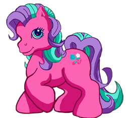 Size: 1024x959 | Tagged: safe, artist:anscathmarcach, artist:collegeman1998, imported from derpibooru, sweetberry, earth pony, pony, chonk, closed mouth, cute, female, g3, mare, raised hoof, raised leg, simple background, smiling, solo, sweet sweetberry, transparent background