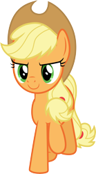 Size: 3000x5383 | Tagged: safe, artist:cloudy glow, imported from derpibooru, applejack, earth pony, pony, sounds of silence, applejack is best facemaker, applejack's hat, cowboy hat, determined look, female, hair tie, hat, high res, mare, simple background, smiling, smirk, solo, tail tie, transparent background, vector