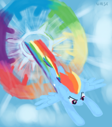 Size: 3000x3400 | Tagged: safe, artist:umsx, imported from derpibooru, rainbow dash, pegasus, pony, cloud, female, flying, mare, rainbow, sky, solo, sonic rainboom, spread wings, wings