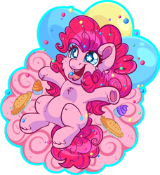 Size: 1600x1752 | Tagged: safe, artist:thehaywaiianhorse, imported from derpibooru, pinkie pie, pony, chibi, cupcake, food, pie, solo