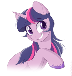 Size: 1599x1687 | Tagged: safe, artist:higgly-chan, imported from derpibooru, twilight sparkle, pony, unicorn, leak, alternate hairstyle, blushing, camp cutie mark, colored hooves, female, hooves, horn, mare, raised hoof, simple background, smiling, solo, unicorn twilight, unshorn fetlocks, white background