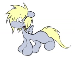 Size: 1280x1025 | Tagged: safe, artist:sn00wd0gg3, imported from derpibooru, derpy hooves, pegasus, pony, cartoony, full body, open mouth, open smile, simple background, smiling, solo, white background