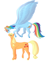 Size: 2000x2500 | Tagged: safe, artist:ireneroxanne666, imported from derpibooru, applejack, rainbow dash, pony, appledash, applejack's hat, cowboy hat, duo, duo female, female, hat, lesbian, shipping, simple background, white background