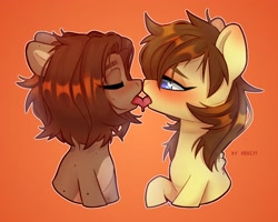 Size: 2048x1638 | Tagged: safe, artist:shelti, oc, oc only, pony, blushing, duo, duo female, eyes closed, female, kissing, lesbian, looking at each other, mare