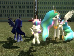 Size: 1024x768 | Tagged: safe, artist:sonic5421, imported from derpibooru, princess cadance, princess celestia, princess flurry heart, princess luna, alicorn, pony, 3d, city, cityscape, clothes, female, filly, filly flurry heart, foal, gmod, group, hummer, imminent inflation, inflation sequence, jeep, jewelry, mother and child, mother and daughter, peytral, porsche, pre sneeze, quartet, quartet female, shoes, spread wings, suv, taxi, this will end in inflation, this will end in sneezing, tiara, vehicle, wings