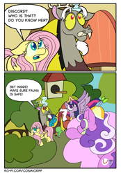 Size: 1640x2360 | Tagged: safe, artist:c0smicriff, imported from derpibooru, discord, fluttershy, screwball, twilight sparkle, alicorn, draconequus, pegasus, pony, comic:a screwy reunion, the last problem, comic, female, male, mare, older, older twilight, older twilight sparkle (alicorn), princess twilight 2.0, twilight sparkle (alicorn)