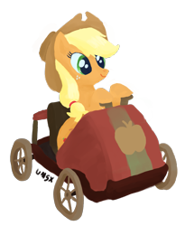 Size: 1347x1641 | Tagged: safe, artist:umsx, imported from derpibooru, applejack, earth pony, pony, applejack's hat, cart, cowboy hat, hat, mario kart, simple background, solo, super mario bros.