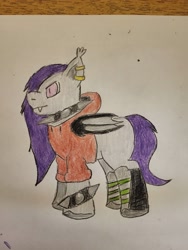 Size: 3000x4000 | Tagged: safe, artist:volk204, imported from derpibooru, bat pony, boots, clothes, hoodie, shoes, solo, traditional art