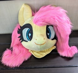 Size: 2048x1931 | Tagged: safe, artist:sophie scruggs, imported from derpibooru, fluttershy, clothes, cosplay, costume, front view, fursuit head, irl, photo, ponysuit