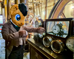 Size: 1280x1022 | Tagged: safe, artist:atalonthedeer, imported from derpibooru, doctor whooves, time turner, clock, clothes, cosplay, costume, fursuit, irl, photo, ponysuit, solo, steampunk