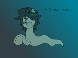 Size: 2667x2000 | Tagged: safe, artist:laurelcrown, imported from derpibooru, oc, oc only, oc:laurel crown, ghost, ghost pony, pony, undead, colored, cute, digital art, flat colors, solo