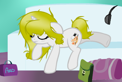 Size: 832x564 | Tagged: safe, artist:aniakucyk, imported from derpibooru, oc, oc:anabelle art, pony, unicorn, horn, sleeping, tired