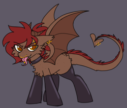 Size: 1000x850 | Tagged: safe, artist:php193, imported from derpibooru, oc, oc only, oc:whiskey dreams, demon, demon pony, incubus, incubus pony, original species, bat wings, clothes, horns, latex, latex socks, piercing, socks, solo, wings