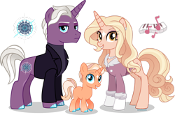 Size: 1920x1266 | Tagged: safe, artist:limedazzle, imported from derpibooru, oc, oc:adam, oc:carson, oc:lena, pony, unicorn, clothes, female, horn, male, mare, stallion