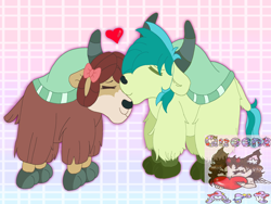 Size: 4000x3000 | Tagged: safe, artist:xxqueensweetpeaxx, imported from derpibooru, sandbar, yona, yak, female, male, shipping, species swap, straight, yakified, yonabar