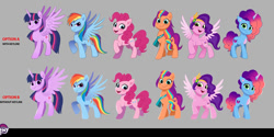 Size: 1000x498 | Tagged: safe, imported from derpibooru, pinkie pie, pipp petals, rainbow dash, sunny starscout, twilight sparkle, alicorn, pony, g5, misty brightdawn, twilight sparkle (alicorn)