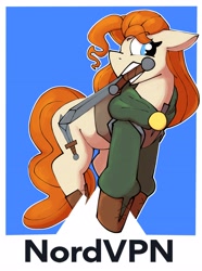 Size: 3052x4096 | Tagged: safe, artist:wallswallswalls, oc, oc only, pony, clothes, female, looking at someone, mare, meme, sword, weapon