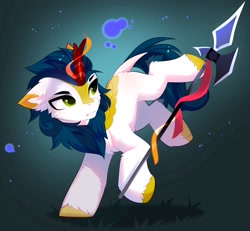 Size: 2048x1896 | Tagged: safe, artist:empress-twilight, oc, oc only, kirin, pony, abstract background, male, staff, stallion