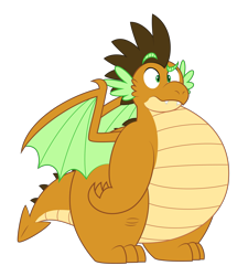 Size: 5433x6040 | Tagged: safe, artist:aleximusprime, imported from derpibooru, oc, oc only, oc:alex the chubby dragon, dragon, belly, big belly, confused, eyebrows, fat, northern drake, plump, raised eyebrow, simple background, solo, transparent background, wat, wut face