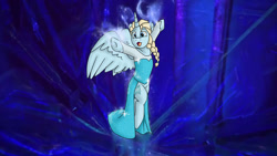 Size: 1192x670 | Tagged: safe, artist:namyg, imported from derpibooru, alicorn, pony, beautiful, clothes, disney, dress, elsa, female, frozen (movie), let it go, mare, ponified, solo