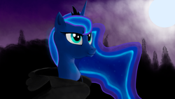 Size: 1920x1080 | Tagged: safe, artist:totencorn, imported from derpibooru, princess luna, cloak, clothes, night