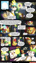 Size: 3541x6174 | Tagged: safe, artist:angusdra, artist:lummh, imported from derpibooru, princess cadance, princess celestia, sunset shimmer, alicorn, pony, unicorn, comic:the princess of love, absurd resolution, blurry background, book, comic, crown, female, filly, filly sunset shimmer, foal, glowing, glowing horn, hoof shoes, horn, jewelry, levitation, magic, mare, necklace, pendant, peytral, princess shoes, regalia, speech bubble, teen princess cadance, telekinesis, telepathy, thought bubble, wings, younger