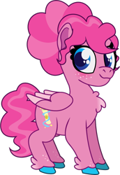 Size: 582x845 | Tagged: safe, artist:prixy05, imported from derpibooru, pinkie pie, pegasus, pony, series:magic forest, female, filly, foal, freckles, pegasus pinkie pie, race swap, simple background, solo, transparent background, vector