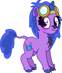 Size: 687x802 | Tagged: safe, artist:prixy05, imported from derpibooru, izzy moonbow, pony, unicorn, series:magic forest, female, filly, foal, g5, goggles, horn, leonine tail, simple background, solo, tail, transparent background, vector