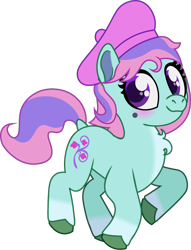 Size: 638x834 | Tagged: safe, artist:prixy05, imported from derpibooru, ivy, earth pony, pony, series:magic forest, beret, female, filly, foal, g2, hat, running, simple background, solo, transparent background, vector