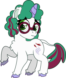 Size: 664x788 | Tagged: safe, artist:prixy05, imported from derpibooru, gusty, pony, unicorn, series:magic forest, female, filly, foal, g1, glasses, horn, leonine tail, raised leg, simple background, solo, tail, transparent background, vector