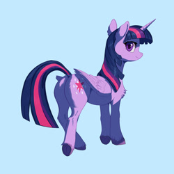 Size: 2500x2500 | Tagged: artist needed, source needed, safe, imported from derpibooru, twilight sparkle, alicorn, pony, blue background, simple background, solo