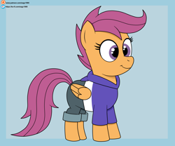 Size: 6000x5000 | Tagged: safe, artist:eagc7, imported from derpibooru, scootaloo, pegasus, pony, clothes, cosplay, costume, female, ko-fi, luz noceda (the owl house), passepartout, patreon, simple background, solo, the owl house