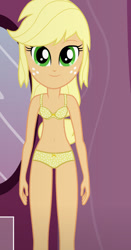 Size: 490x936 | Tagged: safe, artist:qbert2kcat, imported from derpibooru, applejack, human, equestria girls, clothes, female, solo, underwear