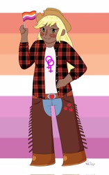 Size: 1290x2048 | Tagged: safe, artist:crynaibu, imported from ponybooru, human, female, humanized, lesbian, pride, pride flag, solo