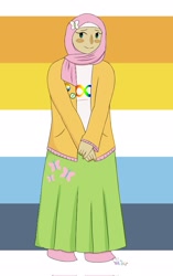 Size: 1290x2048 | Tagged: safe, artist:crynaibu, imported from ponybooru, fluttershy, human, humanized, islam, pride, pride flag, solo