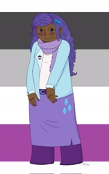 Size: 1290x2048 | Tagged: safe, artist:crynaibu, imported from ponybooru, rarity, human, asexual, humanized, pride, pride flag, solo