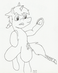 Size: 1347x1700 | Tagged: safe, artist:hericks, imported from ponybooru, pony, unicorn, lineart, traditional art, underhoof