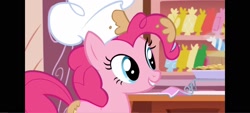 Size: 1600x720 | Tagged: safe, imported from derpibooru, pinkie pie, earth pony, chef, chef's hat, female, hat, indoors