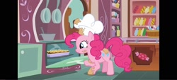 Size: 1600x720 | Tagged: safe, imported from derpibooru, pinkie pie, earth pony, chef, chef's hat, female, hat, indoors