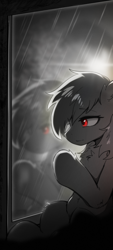 Size: 1440x3200 | Tagged: safe, artist:gale spark, imported from derpibooru, oc, oc only, oc:block rain, pegasus, rain, sad, window