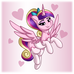 Size: 1600x1600 | Tagged: safe, artist:andelai, imported from derpibooru, princess cadance, alicorn, pony, bedroom eyes, bow, clothes, cute, cutedance, female, filly, filly cadance, hair bow, heart, looking at you, mare, smiling, smiling at you, solo, spread wings, teen princess cadance, wings, younger