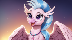 Size: 1920x1080 | Tagged: safe, editor:natjo, imported from derpibooru, silverstream, hippogriff, ai content, ai generated, cute, digital art, female, prompter:natjo, solo, solo female