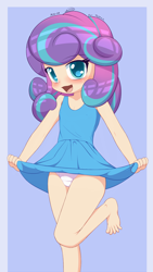 Size: 1800x3200 | Tagged: safe, artist:an-m, imported from twibooru, princess flurry heart, human, banned from derpibooru, child, clothes, dress, feet, female, humanized, image, lolicon, panties, png, solo, solo female, underage, underwear, young