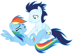 Size: 1280x927 | Tagged: safe, artist:soarindasher10, imported from ponybooru, rainbow dash, soarin', pegasus, pony, female, male, mare, shipping, simple background, soarindash, stallion, straight, transparent background