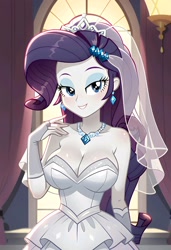 Size: 1401x2048 | Tagged: safe, imported from ponybooru, rarity, equestria girls, ai content, ai generated, clothes, dress, prompter:bartp98, wedding dress