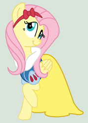 Size: 396x555 | Tagged: safe, artist:doggie31, imported from derpibooru, fluttershy, pegasus, pony, clothes, commission, cute, dress, female, hairband, mare, shyabetes, smiling, snow white, snow white and the seven dwarfs, solo