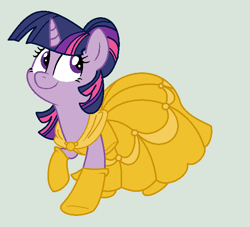 Size: 653x593 | Tagged: safe, artist:doggie31, imported from derpibooru, twilight sparkle, alicorn, pony, alternate hairstyle, beauty and the beast, belle, clothes, commission, cute, dress, evening gloves, female, gloves, gown, long gloves, mare, smiling, solo, twiabetes, twilight sparkle (alicorn)