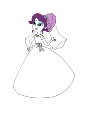 Size: 1024x1449 | Tagged: safe, artist:gratzalia, imported from derpibooru, rarity, human, equestria girls, alternate hairstyle, clothes, cute, dress, eyeshadow, female, grin, lidded eyes, makeup, raribetes, smiling, solo, veil, wedding dress, wedding veil