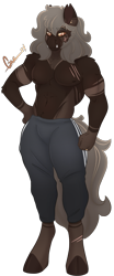 Size: 1093x2626 | Tagged: safe, artist:trashpanda czar, imported from derpibooru, oc, oc only, oc:czar ski, anthro, hybrid, anthro oc, chest fluff, clothes, cloven hooves, coat markings, colored sclera, ear fluff, ear piercing, eye scar, eyebrow piercing, eyebrows, eyebrows visible through hair, facial scar, hybrid oc, male, medibang paint, muscles, pants, partial nudity, piercing, scar, shoulder fluff, signature, simple background, slit pupils, sweatpants, topless, torn ear, transparent background, tusk