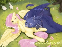 Size: 4000x3000 | Tagged: safe, artist:tabithaqu, imported from derpibooru, fluttershy, oc, bird, dove, griffon, pony